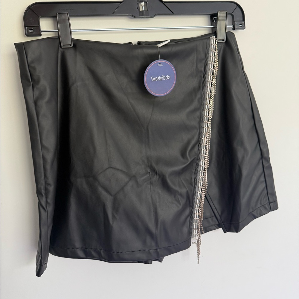 Black Mini Skirt with Rhinestone Detail